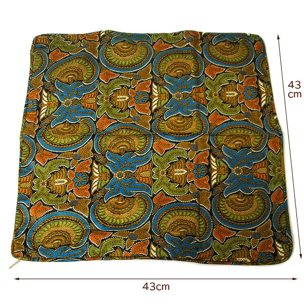 バティックのクッションカバー [43x43cm] おしゃれな エスニック クッション カバー タイ雑貨 アジアン 雑貨 バリ 雑貨 おしゃれ クッションカバー インテリア リーフ柄 かわいい [2]