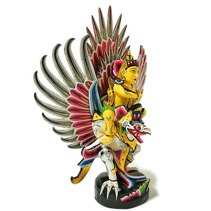 霊鳥ガルーダとWISNU神[H.48cm]白黄 【現品限り】木製 オブジェ 置物 エスニック おしゃれな バリ風 アジアン インテリア 神様 開運 雑貨 バリ 雑貨 アジアン インテリア [3]