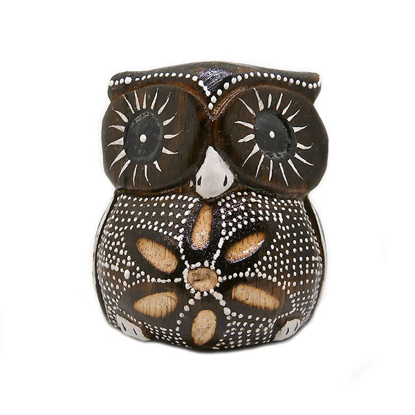 フクロウ インテリア [H.9cm] Mサイズ Cタイプ 置物 木彫り ふくろう 木製 オブジェ 彫刻 卓上 玄関 バ..