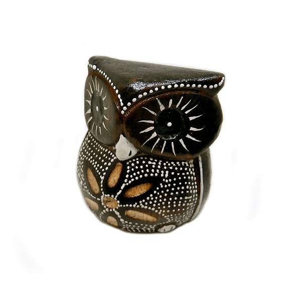 フクロウ インテリア [7.5cm] Sサイズ Cタイプ 置物 木彫り ふくろう 木製 オブジェ 彫刻 卓上 玄関 バリ アジアン タイ 雑貨 小物 [2]