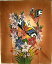 現代アートバティック縦M『花と2羽の蝶々』ブラウン [75x92cm] アジアン 雑貨 バリ 雑貨 タイ 雑貨 アジアン インテリア 【ゆうパケット対応】