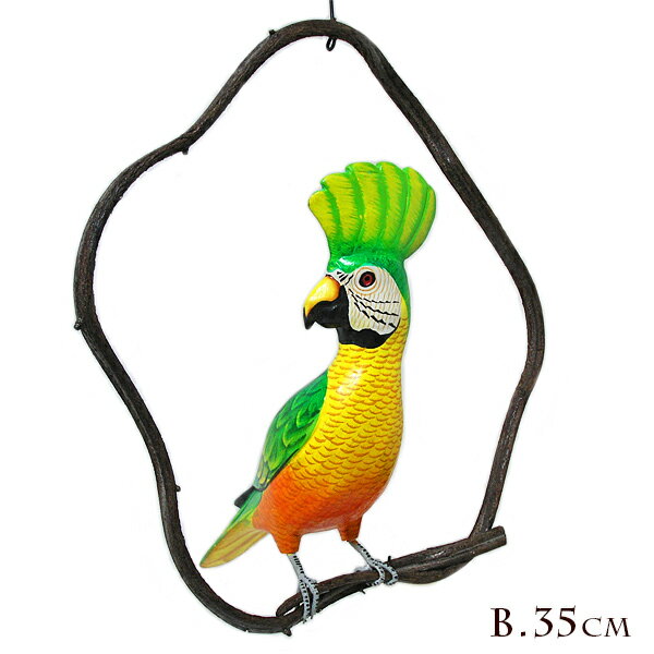 Rakuten - カラフルバード 吊り下げ 木の枠［鳥体長約35cm] チキルーム チキハウス おしゃれな インテリア アジアン 雑貨 バリ 雑貨 タイ 雑貨 アジアン インテリア