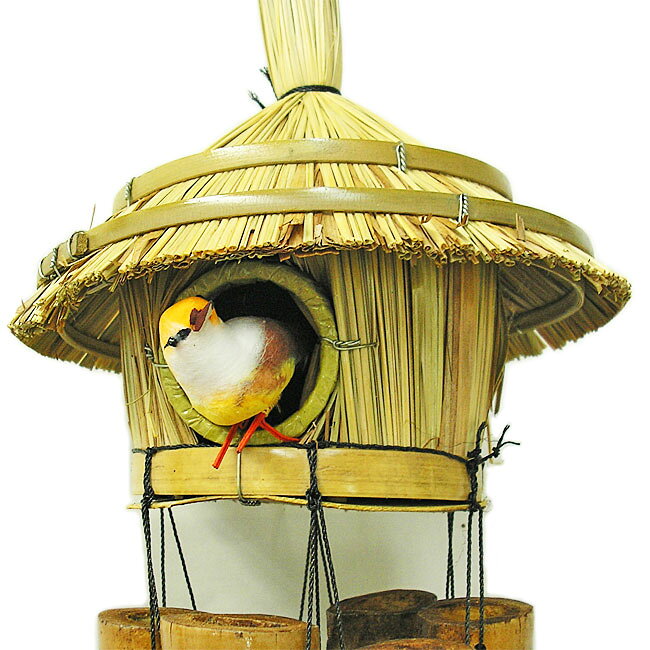 【現品限り・小鳥付き】バンブー 風鈴 ウィンドチャイム 竹ベル40cm 小鳥のいる鳥...