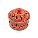 唐草模様の陶器の香炉 小物入れ レッド インセンスホルダー コーン用お香立て お香たて アジアン 雑貨 バリ 雑貨 タイ 雑貨 アジアン インテリア【楽ギフ_包装】
