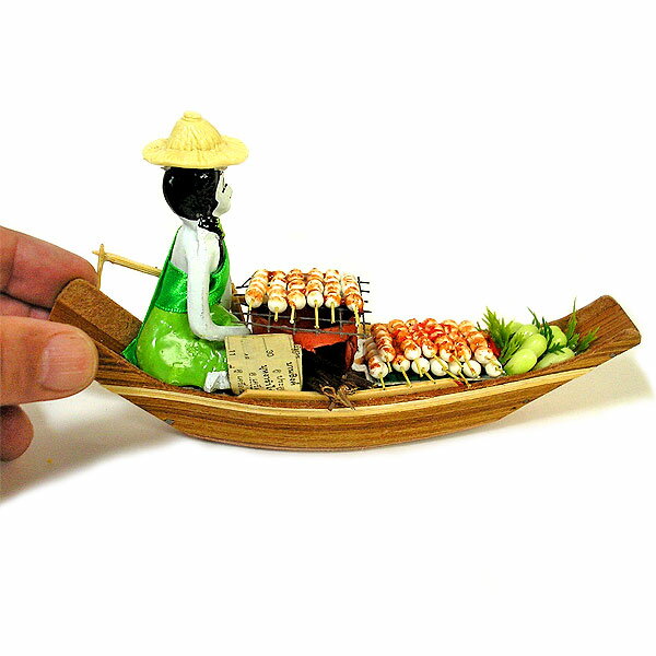 アジアン雑貨＆家具・ANGKASAのタイの水上マーケット 小舟 I 手作り 置物 アジアン雑貨 タイ雑貨 エスニック おしゃれな置物【楽ギフ_包装】P20Feb16｜アングル2