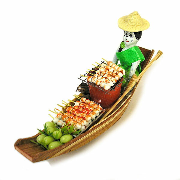アジアン雑貨＆家具・ANGKASAのタイの水上マーケット 小舟 I 手作り 置物 アジアン雑貨 タイ雑貨 エスニック おしゃれな置物【楽ギフ_包装】P20Feb16｜アングル3