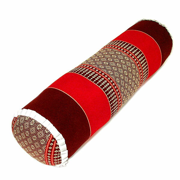 Rakuten - タイの枕 クッション枕 ごろ寝枕 [直径約13cm×50cm]　朱xえんじ系 抱き枕 エスニック柄 ヨガ枕 ストレッチ アジアン 雑貨 バリ 雑貨 タイ 雑貨 アジアン インテリア【楽ギフ_包装】P20Feb16