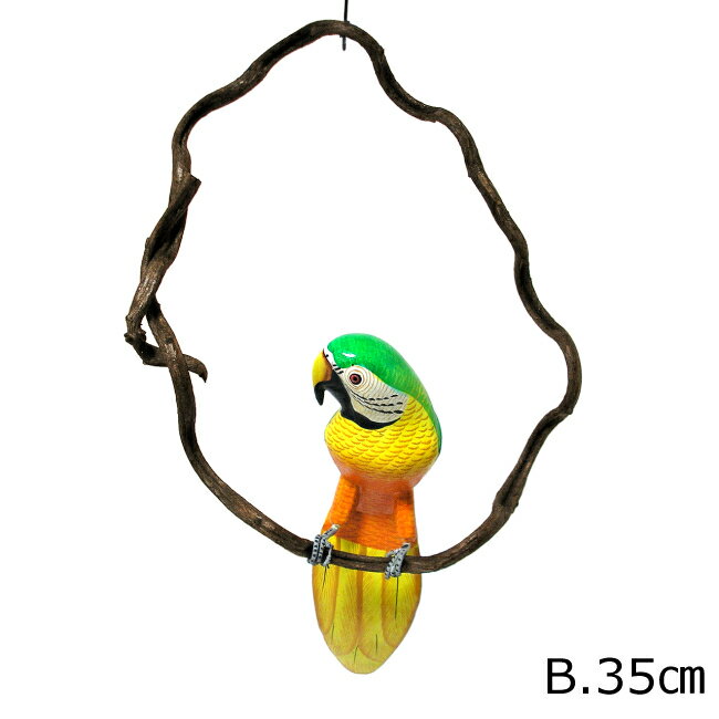 Rakuten - カラフル バード 吊り下げ 木の枠 鳥 ブルーレッド［鳥サイズ約35cm] チキハウス おしゃれな インテリア アジアン 雑貨 バリ 雑貨 タイ 雑貨 アジアン インテリア
