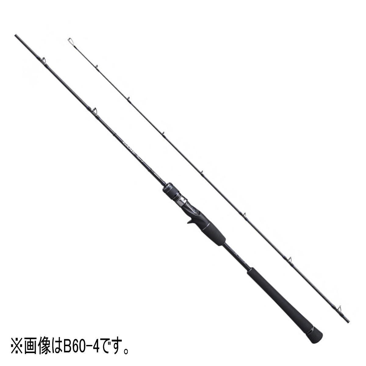ジャーク、パワー＆ストレスフリー！進化した絶対的基本性能。青物＆大物用ジギングロッドに求められる「レスポンス・パワー・軽さ」の総合バランスを突き詰め、より意のままに、ストレスフリーに操れるロッドへと進化したゲームType J。■B60-3近海の青物ジギングを攻略するためのベイトモデル。水深30〜80m+α、メタルジグ180gまでを基本に活躍。青物を狙う上で基本となるワンピッチジャークの操作性を徹底追求。ロッド全身がスムーズに曲がりながらも正確に復元するブランクス設計にすることで、ジャークしやすくて疲れにくいバランスを実現。●全長(m)：1.83●継数(本)：2●仕舞寸法(cm)：141.4●自重(g)：155●先径(mm)：2.1●適合ジグウェイト(g)：MAX180●適合ライン PE(号)：MAX3●最大ドラグ：6kg/45°●カーボン含有率(％)：96.1●リールシート位置(mm)：410 ※ダウンロック