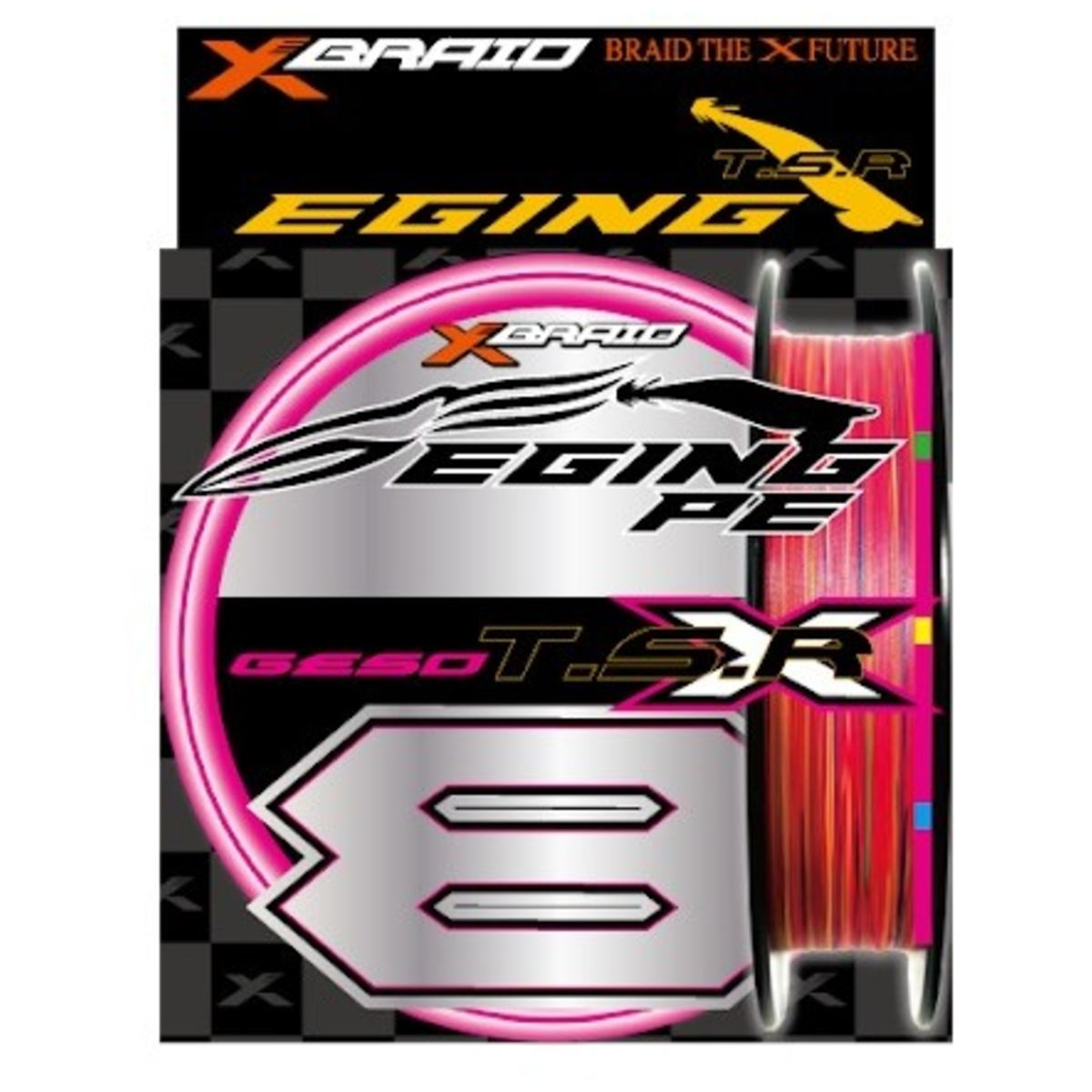 YGK Xブレイド エギング用PEライン GESO(ゲソ) T.S.R X8 150m 1号 新蛍光ピンク [メール便]