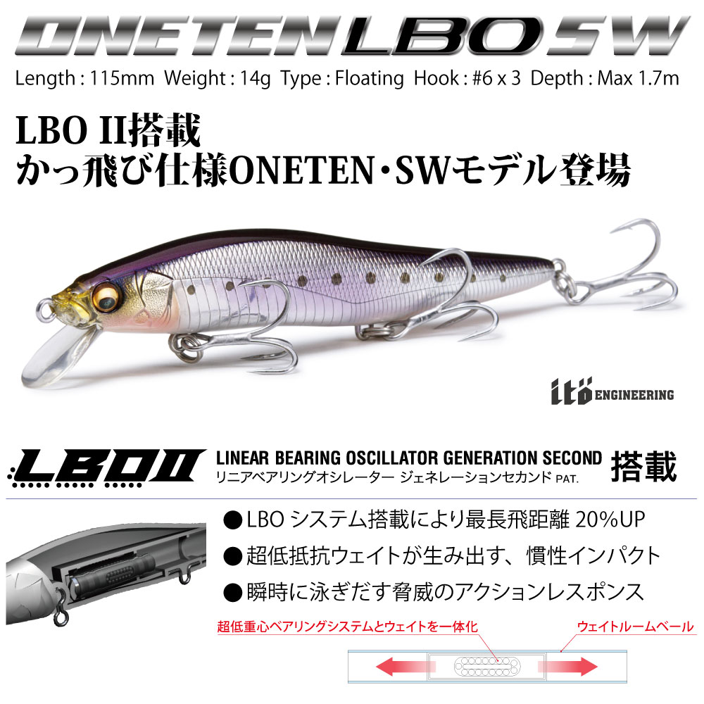 メガバス ONETEN LBO SW(ワンテンLBO SW) GG チャートバックレインボーPB [メール便] 2