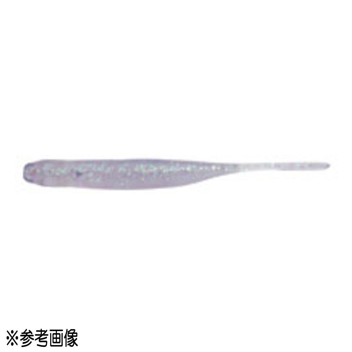小魚をイメージしたリアルなフォルムと動きが、ハードルアーに無関心なターゲットを魅了します。ファットボディと細くくびれた肉薄のテールデザインが、小刻みなバイブレーションを生み出します。微妙なロッドワークにもシャープに反応するので、ライトリグに最適。低活性時にはノーシンカーのフォールで、弱った小魚が沈んでゆく様を演出してみるのも効果的です。また、ジグヘッドにセットしてタダ巻きしても適度なアピール力で、バイトを誘発します。●カラー：345 北陸UVパープルホロ●サイズ：4インチ (100mm)●入数：8