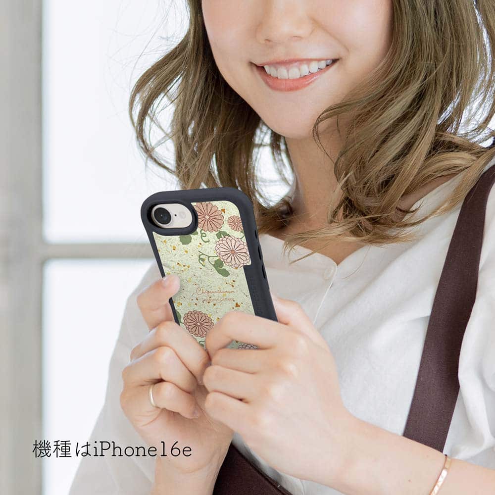 コンポスケース ＋ 和紙 iPhone16e ケース iPhone16 Pro iPhone16 iPhone15 Pro iPhone15 iPhone14 Pro iPhone14 iPhone13 ケース 背面 生分解性 4色 菊と抹茶カラー