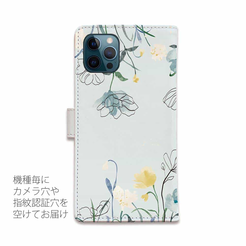 スマホケース 手帳型 カード収納 マグネット iPhone SE3 iPhone13 mini iPhone13 Pro Max iPhone12 Pro Max iPhone11 Xperia 10 IV Galaxy AQUOS ARROWS Pixel6a 花 花柄 デリケートペイント ブルー