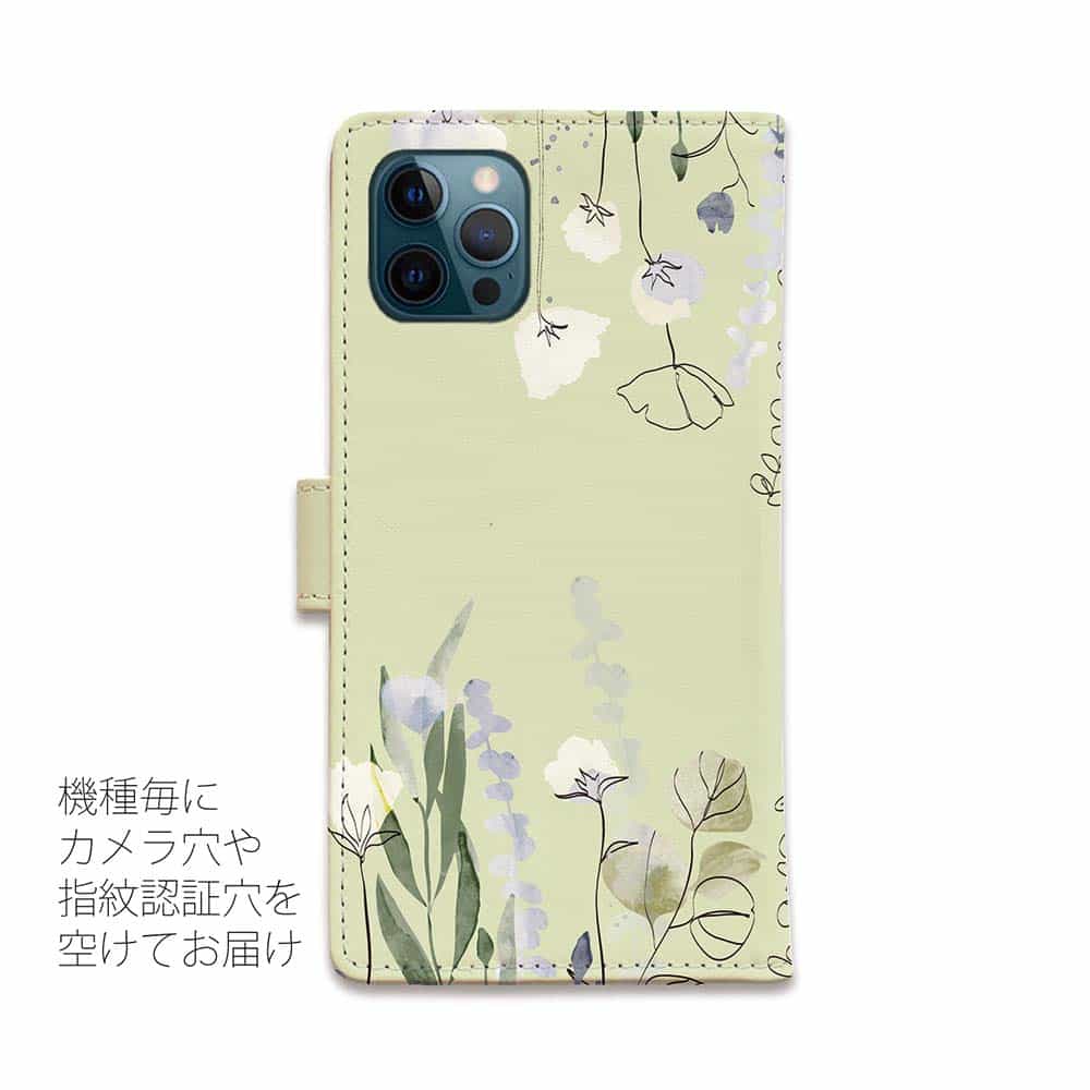 スマホケース 手帳型 カード収納 マグネット iPhone SE3 iPhone13 mini iPhone13 Pro Max iPhone12 Pro Max iPhone11 Xperia 10 IV Galaxy AQUOS ARROWS Pixel6a 花 花柄 デリケートペイント グリーン