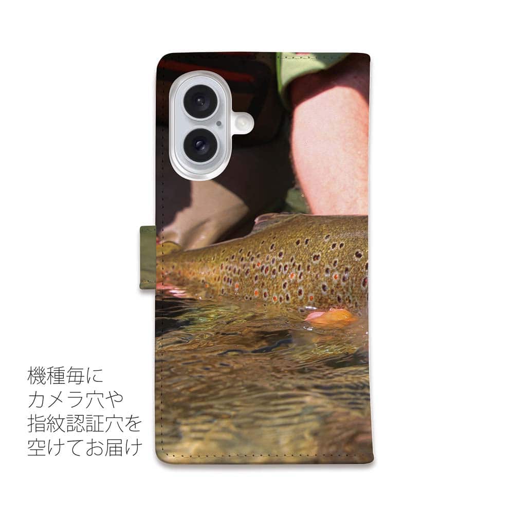 スマホケース 手帳型 カード収納 マグネット iPhone17 Pro Max iPhone Air iPhone16e iPhone16 Pro Max 16 Plus 15 Pro Max Xperia 10 VII Galaxy AQUOS ARROWS Pixel10 XL 釣り 魚 ルアー ブラウントラウト
