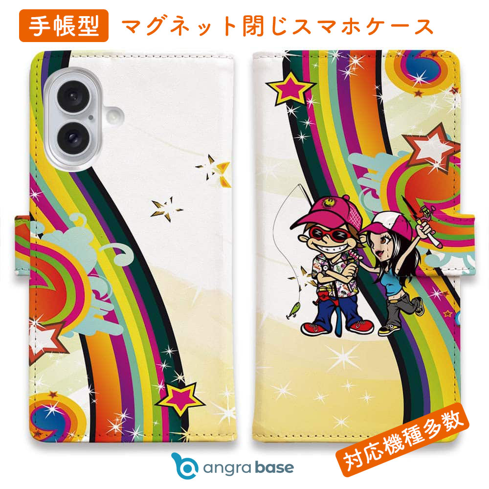 樂天商城 - スマホケース 手帳型 カード収納 マグネット iPhone17 Pro Max iPhone Air iPhone16e iPhone16 Pro Max 16 Plus 15 Pro Max Xperia 10 VII Galaxy AQUOS ARROWS Pixel10 XL 釣り 魚 ルアー たっちゃんと彼女