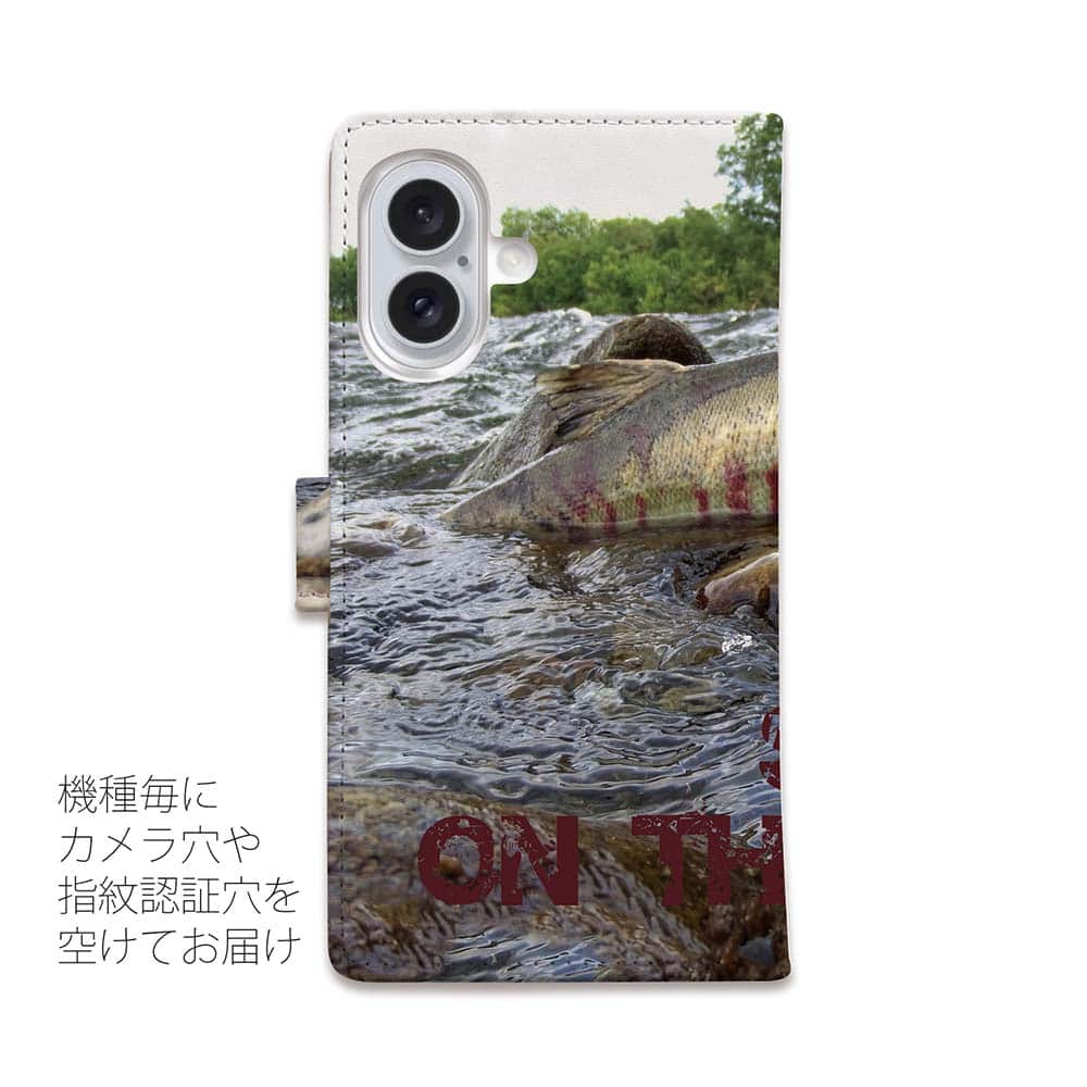 スマホケース 手帳型 カード収納 マグネット iPhone17 Pro Max iPhone Air iPhone16e iPhone16 Pro Max 16 Plus 15 Pro Max Xperia 10 VII Galaxy AQUOS ARROWS Pixel10 XL 釣り 魚 ルアー サーモン・イン・ザ・リバー