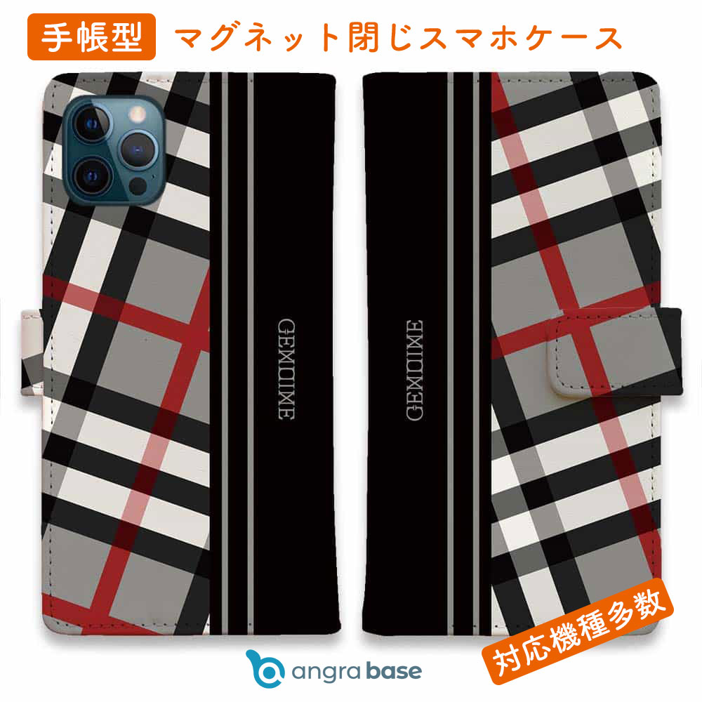 樂天商城 - スマホケース 手帳型 カード収納 マグネット iPhone17 Pro Max iPhone Air iPhone16e iPhone16 Pro Max 16 Plus 15 Pro Max Xperia 10 VII Galaxy AQUOS ARROWS Pixel10 XL Genuine チェック柄 グレー＆ブラック