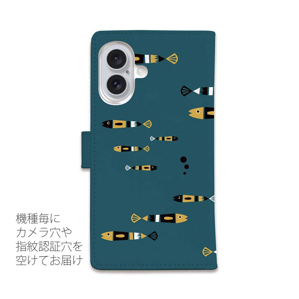 スマホケース 手帳型 カード収納 マグネット iPhone17 Pro Max iPhone Air iPhone16e iPhone16 Pro Max 16 Plus 15 Pro Max Xperia 10 VII Galaxy AQUOS ARROWS Pixel10 XL 釣り 魚 ルアー 釣りざんまい レトロフィッシュ_北欧風