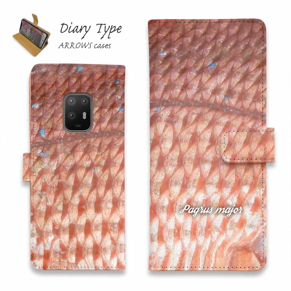 arrows アローズ スマホケース 手帳型 マグネット カード収納 arrows Alpha F-51F arrows We2 F-52E FCG02 arrows We2 Plus F-51E arrows N F-51C arrows We F-51B FCG01 Be4 Plus F-41B NX9 釣り 魚 ルアー マダイの鱗(ウロコ)