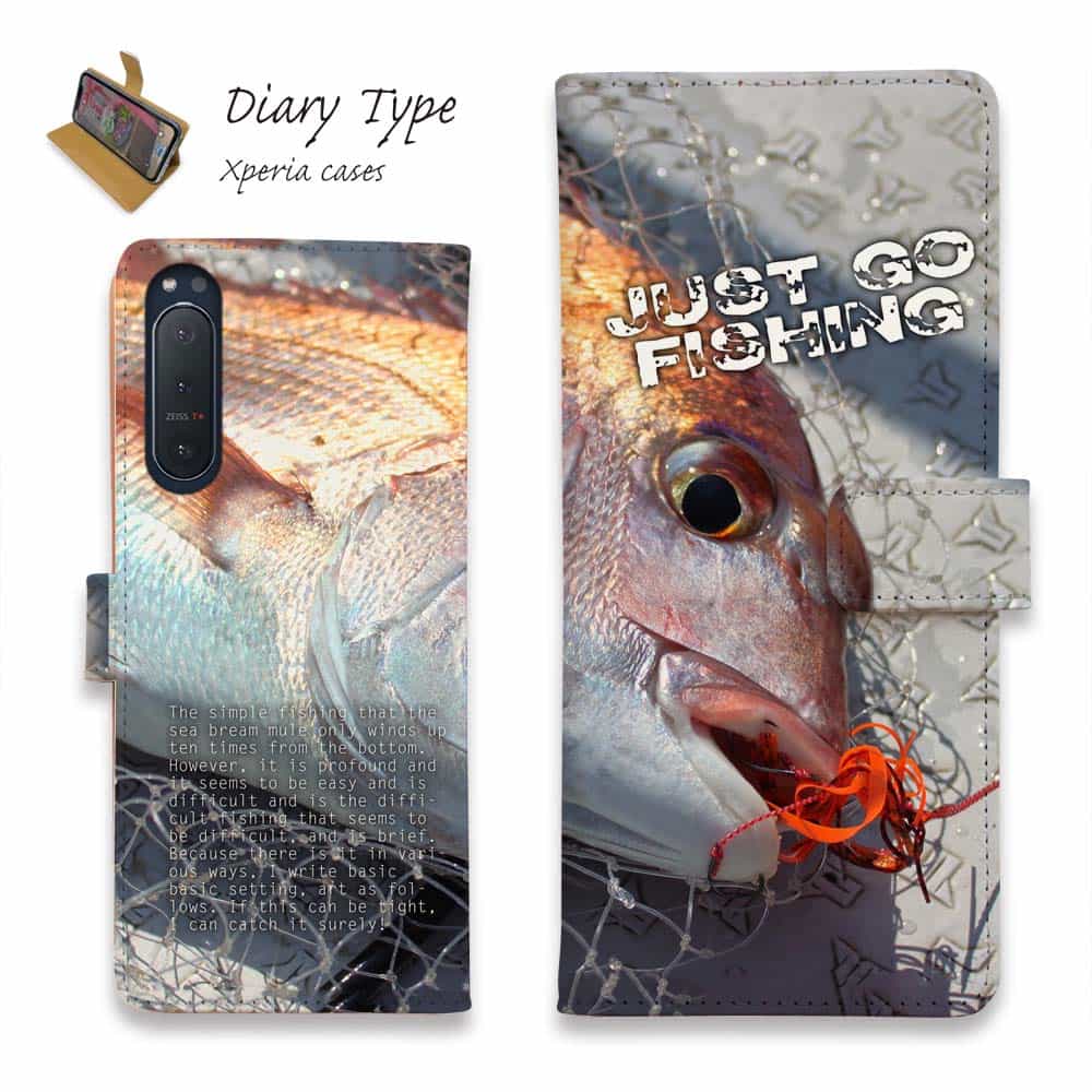 Xperia 10 VII Xperia 1 VII Xperia 10 VI Xperia 1 VI Xperia 10 V Xperia 1 V Xperia 5 IV Xperia Ace III スマホケース 手帳型 マグネット カード収納 エクスペリア5 エクスペリア10 ケース 釣り 魚 ルアー タイラバでマダイ!