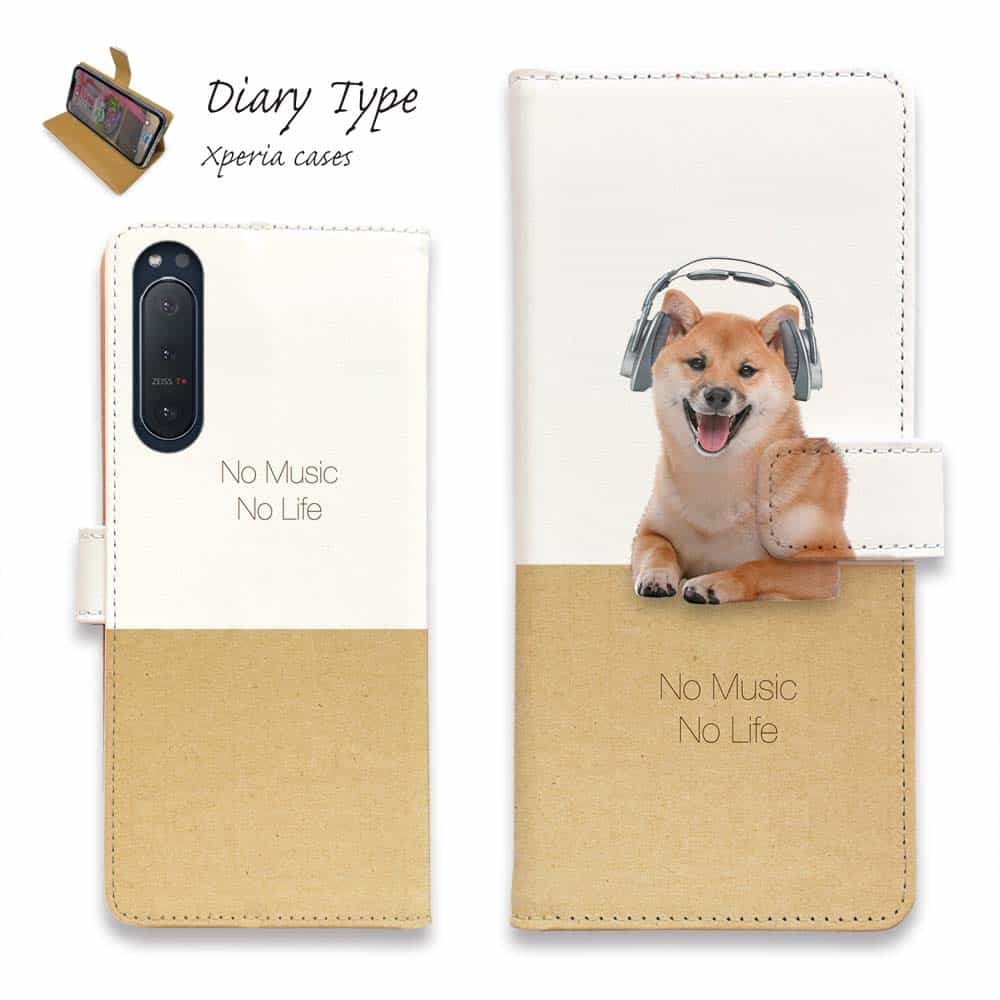 Xperia 10 VII Xperia 1 VII Xperia 10 VI Xperia 1 VI Xperia 10 V Xperia 1 V Xperia 5 IV Xperia Ace III スマホケース 手帳型 マグネット カード収納 エクスペリア5 エクスペリア10 ケース 犬 イヌ 用品 雑貨 柴犬だってNo Music No Life