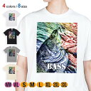 釣り Tシャツ 半袖 ブラックバス ハンドランディング カラフル 5.6oz (オンス) 綿100% メンズ レディース 洗濯 大きいサイズ ホワイト ブラック...