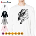 釣り Tシャツ 長袖 平政(ヒラマサ)墨絵風 白 5.6oz (オンス) 綿100% メンズ レディース 洗濯 大きいサイズ ホワイト ブラック グレー ピンク...
