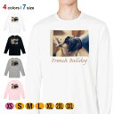 動物 Tシャツ 長袖 フレンチブルドッグ 5.6oz (オンス) 綿100% メンズ レディース 洗濯 大きいサイズ ホワイト ブラック グレー ピンク 白 黒 灰色 桃色 ロンティー 春 夏 秋 冬 オシャレ イヌ 雑貨 かわいい