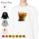 動物 Tシャツ 長袖 天を仰ぐ猫 5.6oz (オンス) 綿100% メンズ レディース 洗濯 大きいサイズ ホワイト ブラック グレー ピンク 白 黒 灰色 桃色 ロンティー 春 夏 秋 冬 オシャレ ネコ 雑貨 かわいい