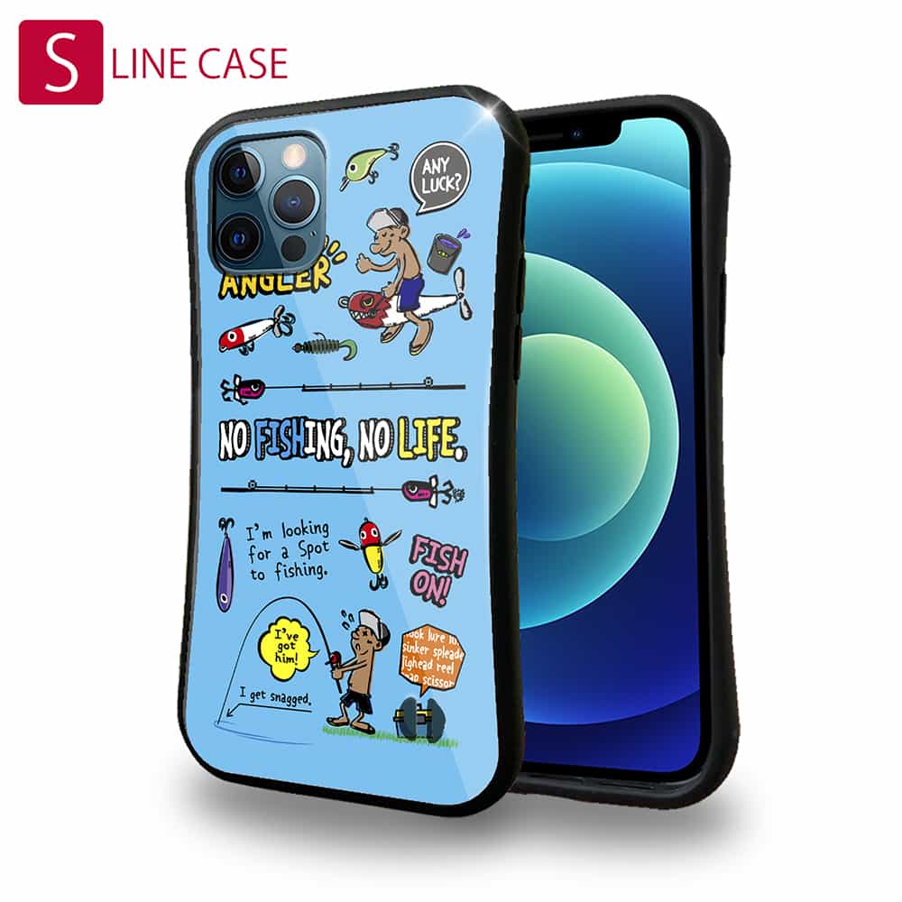 S-LINE ケース iPhoneSE(第三世代) iPhone13 mini iPhone13 Pro Max iPhone12 Pro iPhone11 Pro iPhoneXs iPhoneXR Xperia 5 III Xperia 10 III Pixel 5a AQUOS sense6 TPU タフ 釣り 魚 ルアー 釣りざんまい 釣りに行きませんか?_カラフルスカイブルー