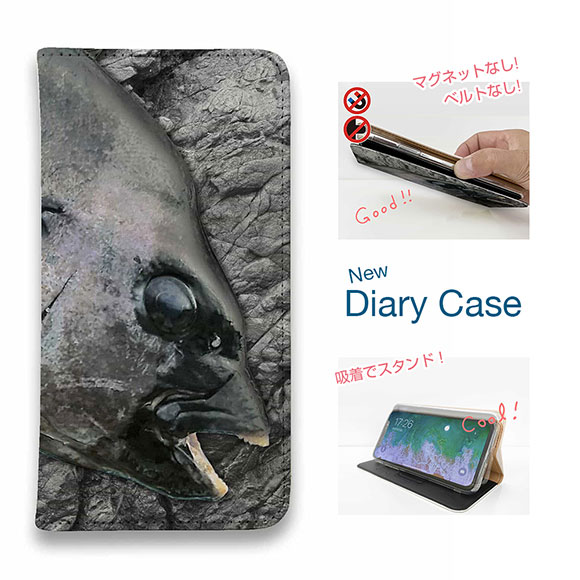【ブラックフライデー 20%OFF】 スマホケース 手帳型 ベルトなし マグネットなし iPhone17 Pro Max iPhone Air iPhone16e Pro Max 16 Plus 15 Pro Max 14 Plus Xperia 10 VII Galaxy AQUOS Pixel10 Pro XL 釣り 魚 ルアー イシダイの強靭な歯