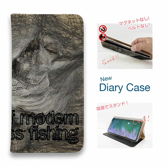【ブラックフライデー 20%OFF】 スマホケース 手帳型 ベルトなし マグネットなし iPhone17 Pro Max iPhone Air iPhone16e Pro Max 16 Plus 15 Pro Max 14 Plus Xperia 10 VII Galaxy AQUOS Pixel10 Pro XL 釣り 魚 ルアー バスフィッシング ダ・ビンチ風