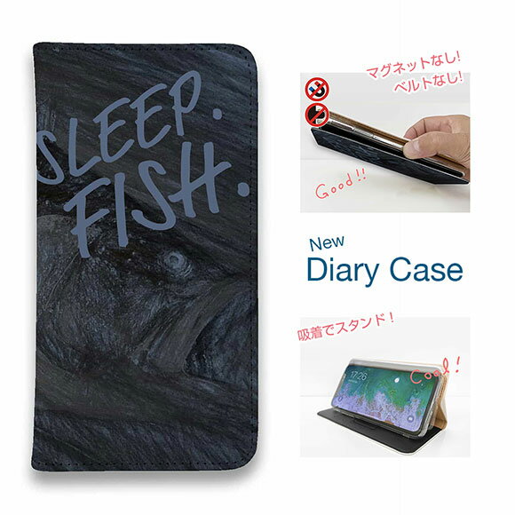 【ブラックフライデー 20%OFF】 スマホケース 手帳型 ベルトなし マグネットなし iPhone17 Pro Max iPhone Air iPhone16e Pro Max 16 Plus 15 Pro Max 14 Plus Xperia 10 VII Galaxy AQUOS Pixel10 Pro XL 釣り 魚 ルアー Eat.Sleep.Fish...black bass
