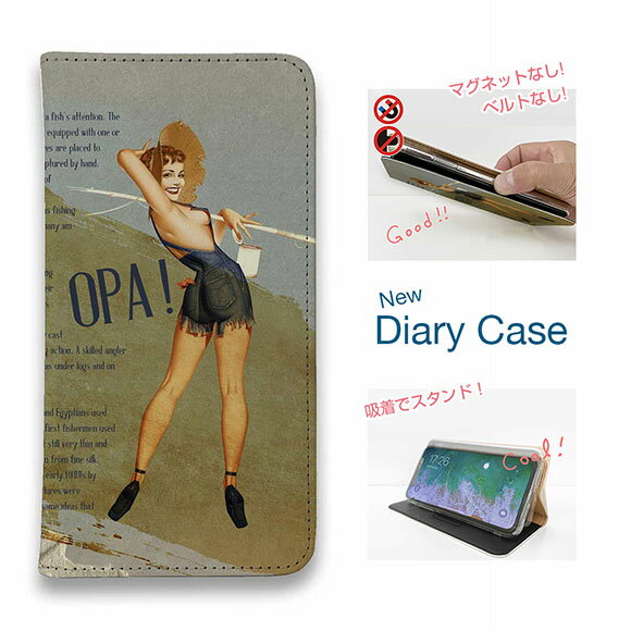 【ブラックフライデー 20%OFF】 スマホケース 手帳型 ベルトなし マグネットなし iPhone17 Pro Max iPhone Air iPhone16e Pro Max 16 Plus 15 Pro Max 14 Plus Xperia 10 VII Galaxy AQUOS Pixel10 Pro XL 釣り 魚 ルアー オーパ