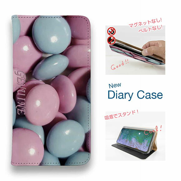 【ブラックフライデー 20%OFF】 スマホケース 手帳型 ベルトなし マグネットなし iPhone17 Pro Max iPhone Air iPhone16e Pro Max 16 Plus 15 Pro Max 14 Plus Xperia 10 VII Galaxy AQUOS Pixel10 Pro XL Genuine カラフル チョコ ブルー＆ピンク