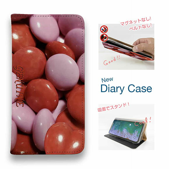 【ブラックフライデー 20%OFF】 スマホケース 手帳型 ベルトなし マグネットなし iPhone17 Pro Max iPhone Air iPhone16e Pro Max 16 Plus 15 Pro Max 14 Plus Xperia 10 VII Galaxy AQUOS Pixel10 Pro XL Genuine カラフル チョコ ピンク＆レッド