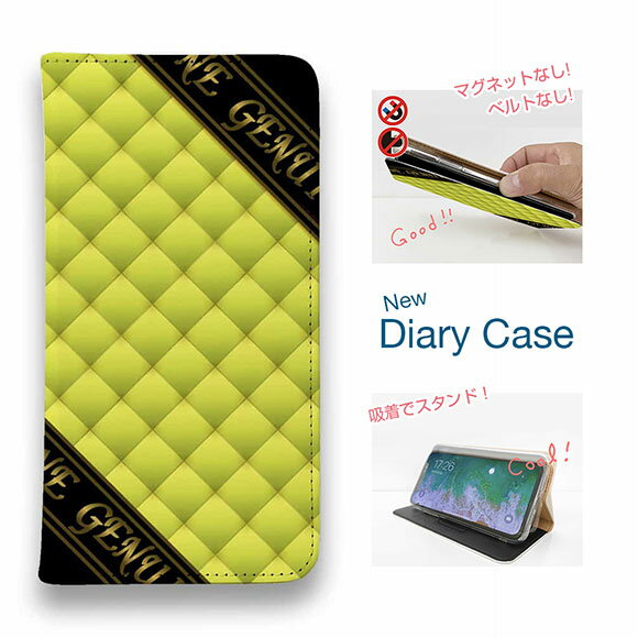 【ブラックフライデー 20%OFF】 スマホケース 手帳型 ベルトなし マグネットなし iPhone17 Pro Max iPhone Air iPhone16e Pro Max 16 Plus 15 Pro Max 14 Plus Xperia 10 VII Galaxy AQUOS Pixel10 Pro XL Genuine マトラッセ柄 ダイアゴナル チェック イエロー