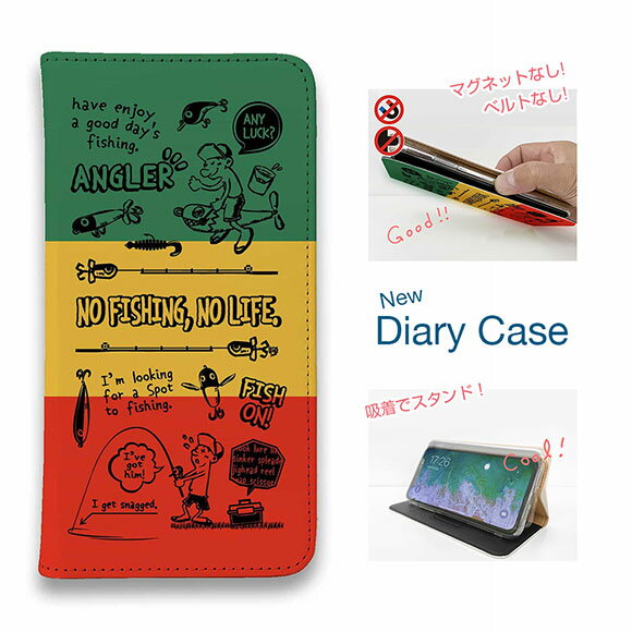 樂天商城 - スマホケース 手帳型 ベルトなし iPhone17 Pro Max iPhone Air iPhone16e Pro Max 16 Plus 15 Pro Max 14 Plus Xperia 10 VII Galaxy AQUOS Pixel10 Pro XL 釣り 魚 ルアー 釣りざんまい 釣りに行きませんか?_ラスタカラー