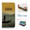 スマホケース 手帳型 ベルトなし iPhone16 Pro Max 16 Plus 15 Pro Max 14 Plus iPhone13 mini iPhone SE Xperia 10 VI Galaxy AQUOS Pixel9a Pro 釣り 魚 ルアー FISH MAN BassFishing is an ADVENTURE!(朝まずめ)