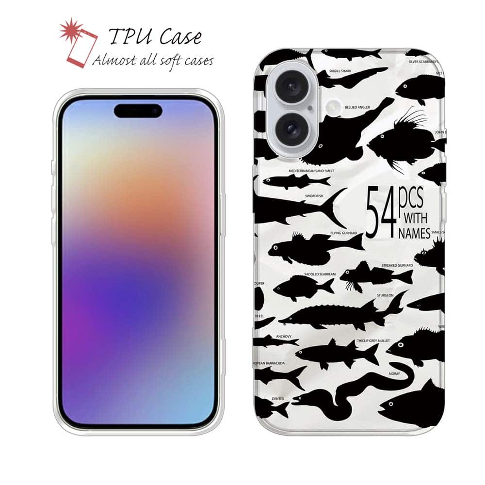 ソフトケース iPhone17 Pro Max iPhone Air クリアケース iPhone16e Pro Max iPhone15 Pro Max iPhone14 Plus iPhone13 mini Xperia 10 VII Galaxy AQUOS sense arrows Pixel10 Pro XL 釣り 魚 ルアー セット クリア Fish Name 54