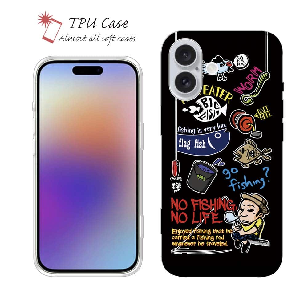 ソフトケース iPhone17 Pro Max iPhone Air クリアケース iPhone16e Pro Max iPhone15 Pro Max iPhone14 Plus iPhone13 mini Xperia 10 VII Galaxy AQUOS sense arrows Pixel10 Pro XL 釣り 魚 ルアー 透明 釣りざんまい 釣り好きですがなにか? カラフルブラック