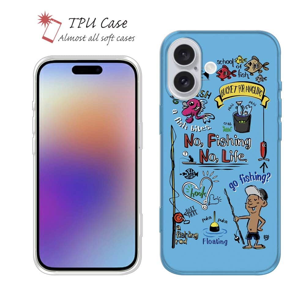 ソフトケース iPhone17 Pro Max iPhone Air クリアケース iPhone16e Pro Max iPhone15 Pro Max iPhone14 Plus iPhone13 mini Xperia 10 VII Galaxy AQUOS sense arrows Pixel10 Pro XL 釣り 魚 ルアー 透明 釣りざんまい 釣りが好きなんです_カラフルスカイブルー