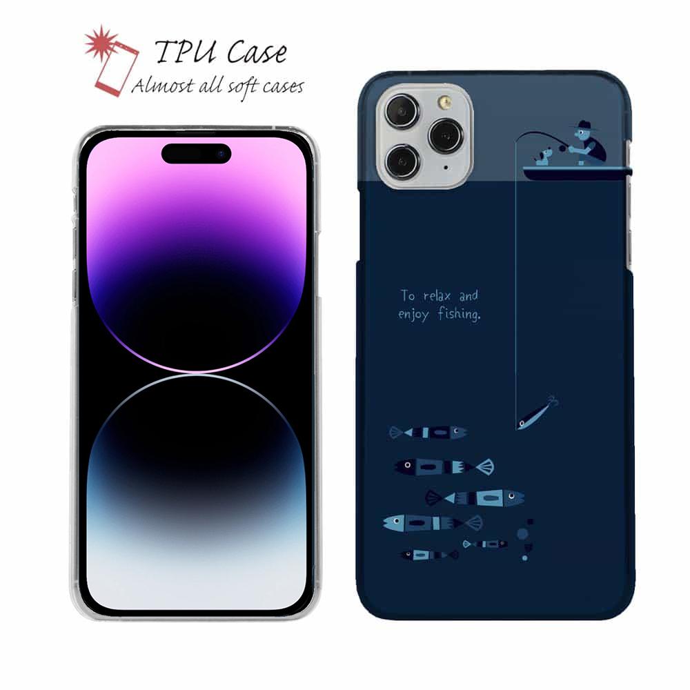 ソフトケース iPhone17 Pro Max iPhone Air クリアケース iPhone16e Pro Max iPhone15 Pro Max iPhone14 Plus iPhone13 mini Xperia 10 VII Galaxy AQUOS sense arrows Pixel10 Pro XL 釣り 魚 ルアー 透明 釣りざんまい のんびりと夜釣りを楽しむ
