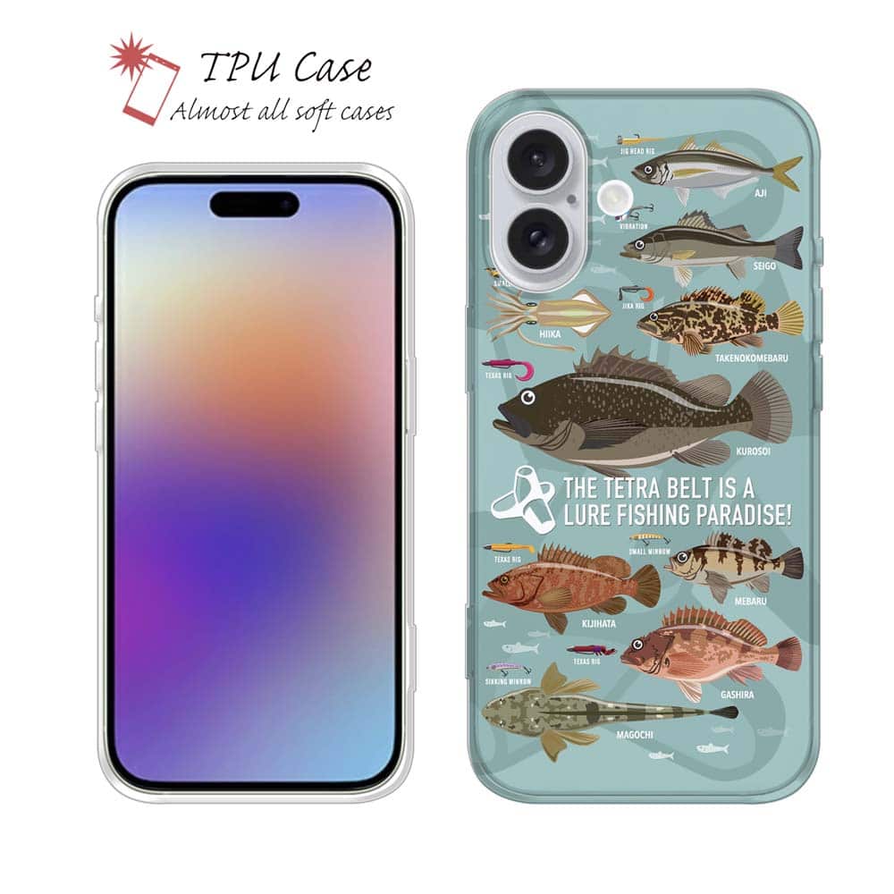 ソフトケース iPhone17 Pro Max iPhone Air クリアケース iPhone16e Pro Max iPhone15 Pro Max iPhone14 Plus iPhone13 mini Xperia 10 VII Galaxy AQUOS sense arrows Pixel10 Pro XL 釣り 魚 ルアー 透明 FISH MAN テトラ帯は釣り天国！ ブルー