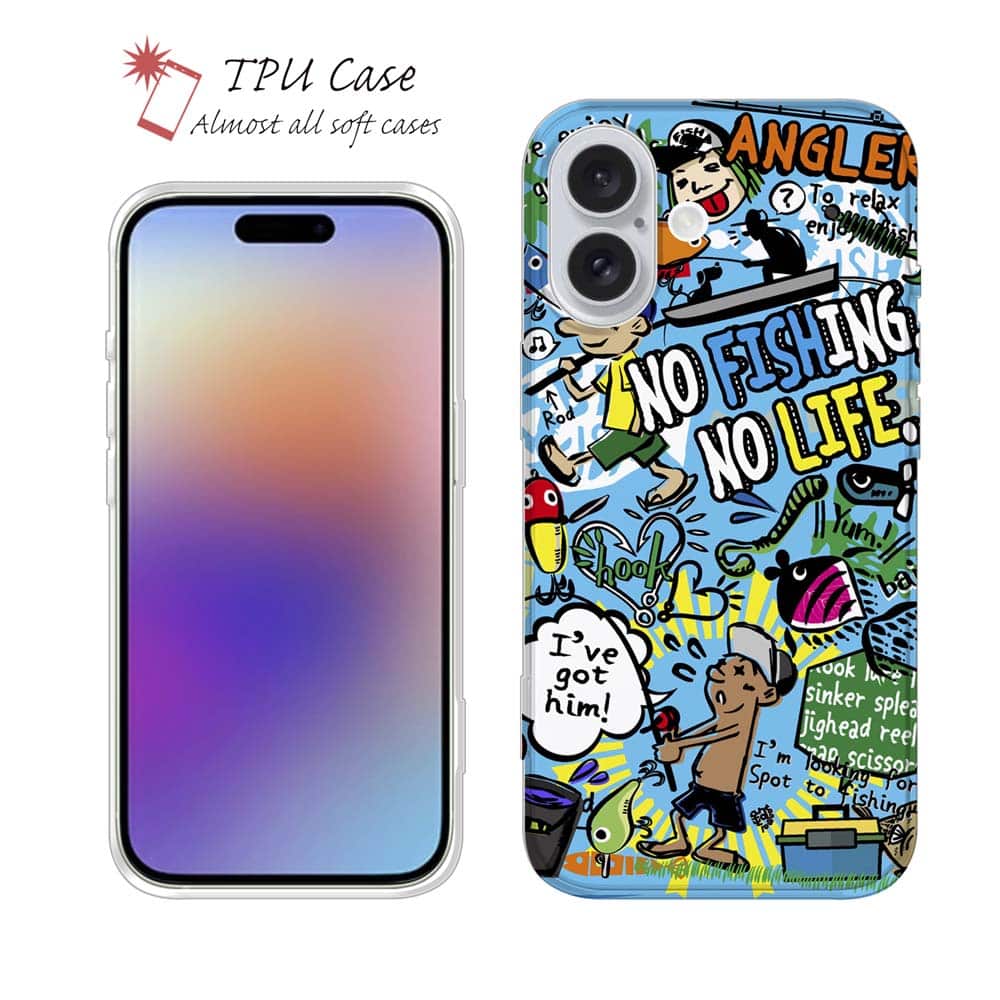 ソフトケース iPhone17 Pro Max iPhone Air クリアケース iPhone16e Pro Max iPhone15 Pro Max iPhone14 Plus iPhone13 mini Xperia 10 VII Galaxy AQUOS sense arrows Pixel10 Pro XL 釣り 魚 ルアー 透明 釣りざんまい 爆釣アーティスティック_ブルー