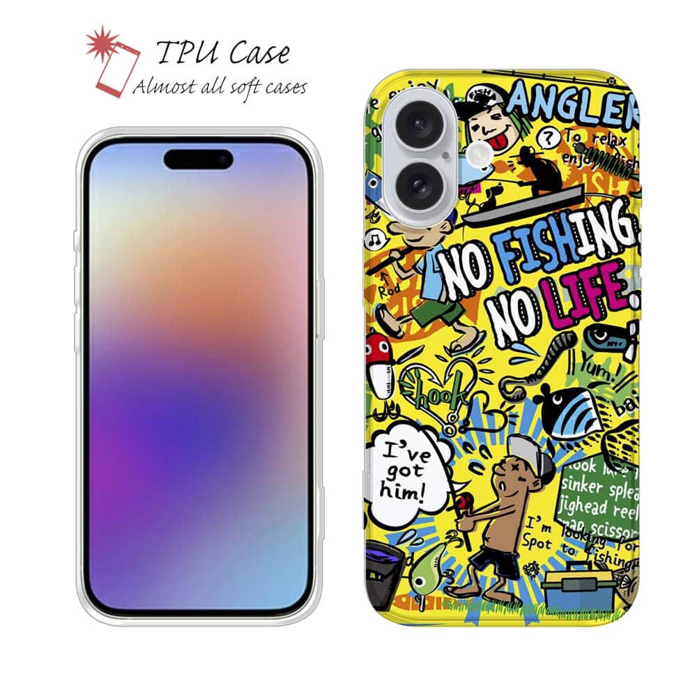ソフトケース iPhone17 Pro Max iPhone Air クリアケース iPhone16e Pro Max iPhone15 Pro Max iPhone14 Plus iPhone13 mini Xperia 10 VII Galaxy AQUOS sense arrows Pixel10 Pro XL 釣り 魚 ルアー 透明 釣りざんまい 爆釣アーティスティック_イエロー