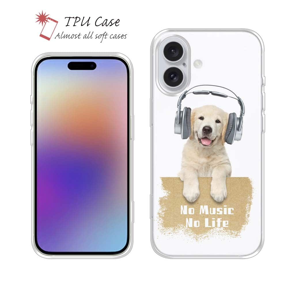 ソフトケース iPhone17 Pro Max iPhone Air クリアケース iPhone16e Pro Max iPhone15 Pro Max iPhone14 Plus iPhone13 mini Xperia 10 VII Galaxy AQUOS sense arrows Pixel10 Pro XL かわいい 犬 雑貨 TPU 透明 ゴールデンレトリバーだってNo Music No Life