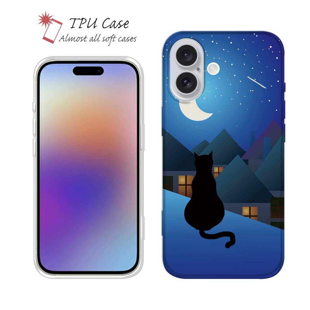 ソフトケース iPhone17 Pro Max iPhone Air クリアケース iPhone16e Pro Max iPhone15 Pro Max iPhone14 Plus iPhone13 mini Xperia 10 VII Galaxy AQUOS sense arrows Pixel10 Pro XL かわいい ネコ 雑貨 クリア 月と猫